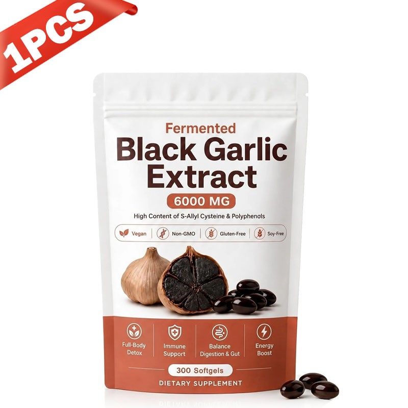 5X Fermented Black Garlic Extract, Natural Odorless Aged Garlic Supplements