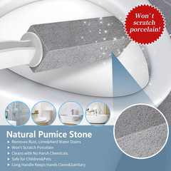 Toilet Bowl Cleaner Pumice Stone -Hard Water Stain Remover with Ergonomic Handle