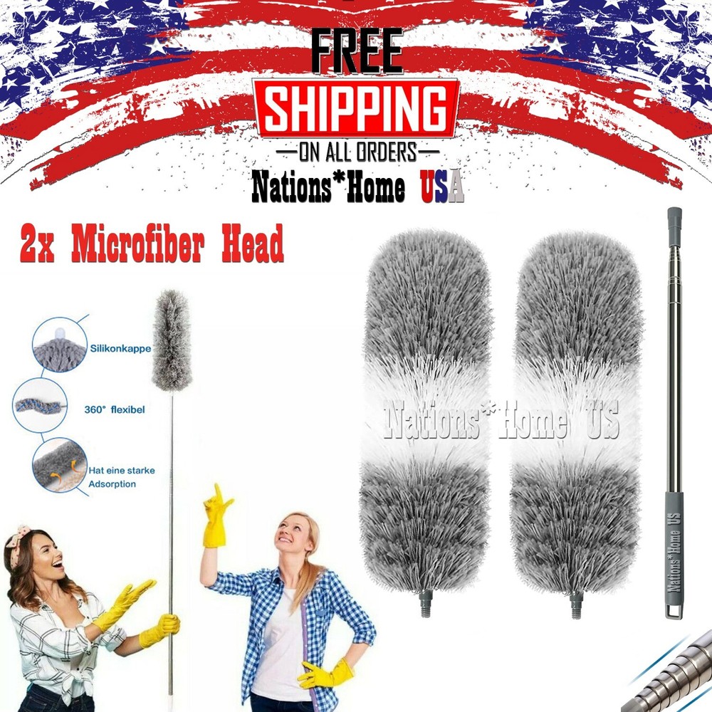 Microfiber Feather Duster Cleaning Extra Long Extendable Ceiling Fan Brush Pole