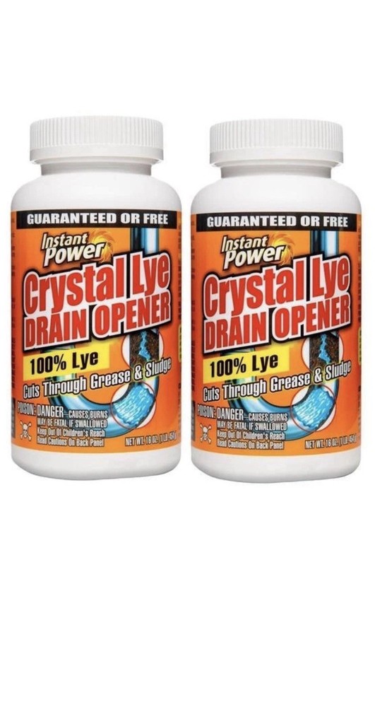 2 Pack Instant Power Crystal Drain Opener 16oz Cuts Through Clogs & Soap Grease
