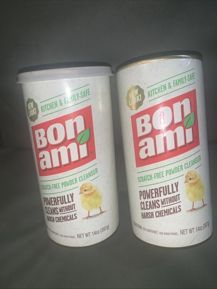BON AMI Powder Cleanser for Kitchens & Bathrooms – 4 Oz each + Tupperware Lid