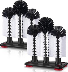 2 Pack Water Bottle Cleaning Brush with Suction Base, 3 Head Bristle Bar Glass