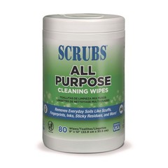 All Purpose Cleaning Wipes, 9 x 12, Citrus Scent, White, 80 Wipes/Canister, 6 Ca
