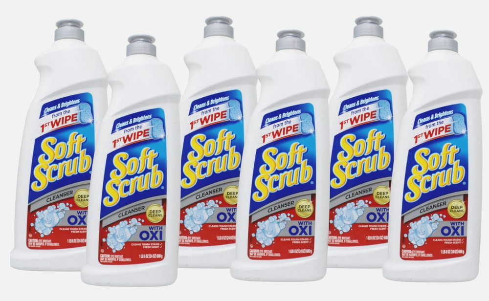 Soft Scrub Multi-Purpose Kitchen and Bathroom Cleanser with Oxi 24oz Pack of 6