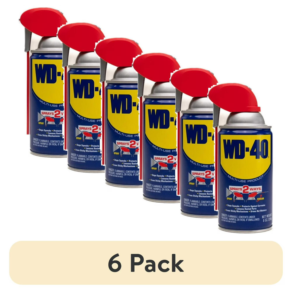 (6 pack) Classic WD-40 Formula, Multi-Purpose Lubricant Spray Smart Straw, 8 oz