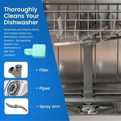 Dishwasher Cleaner Tablets 30pk Active Oxygen Degreaser Odor Remover Lemon Scent
