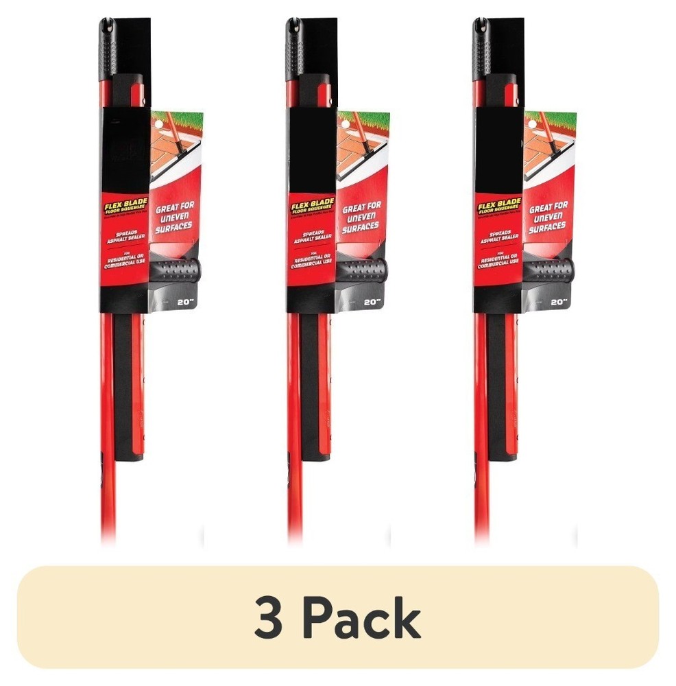 (3 pack) High Power Commercial 20″ Rubber Flex Blade Floor Squeegee Red Steel