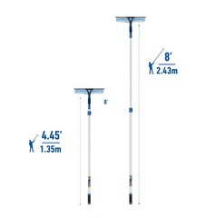 Professional 2-in-1 Squeegee and Scrubber, 14” Window Cleaning Tool and 8’ Co…