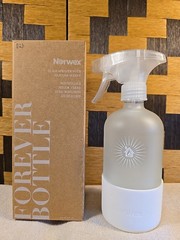 NEW NORWEX FOREVER BOTTLE GLASS with SPRAYER White SILICONE SLEEVE Reusable 16oz