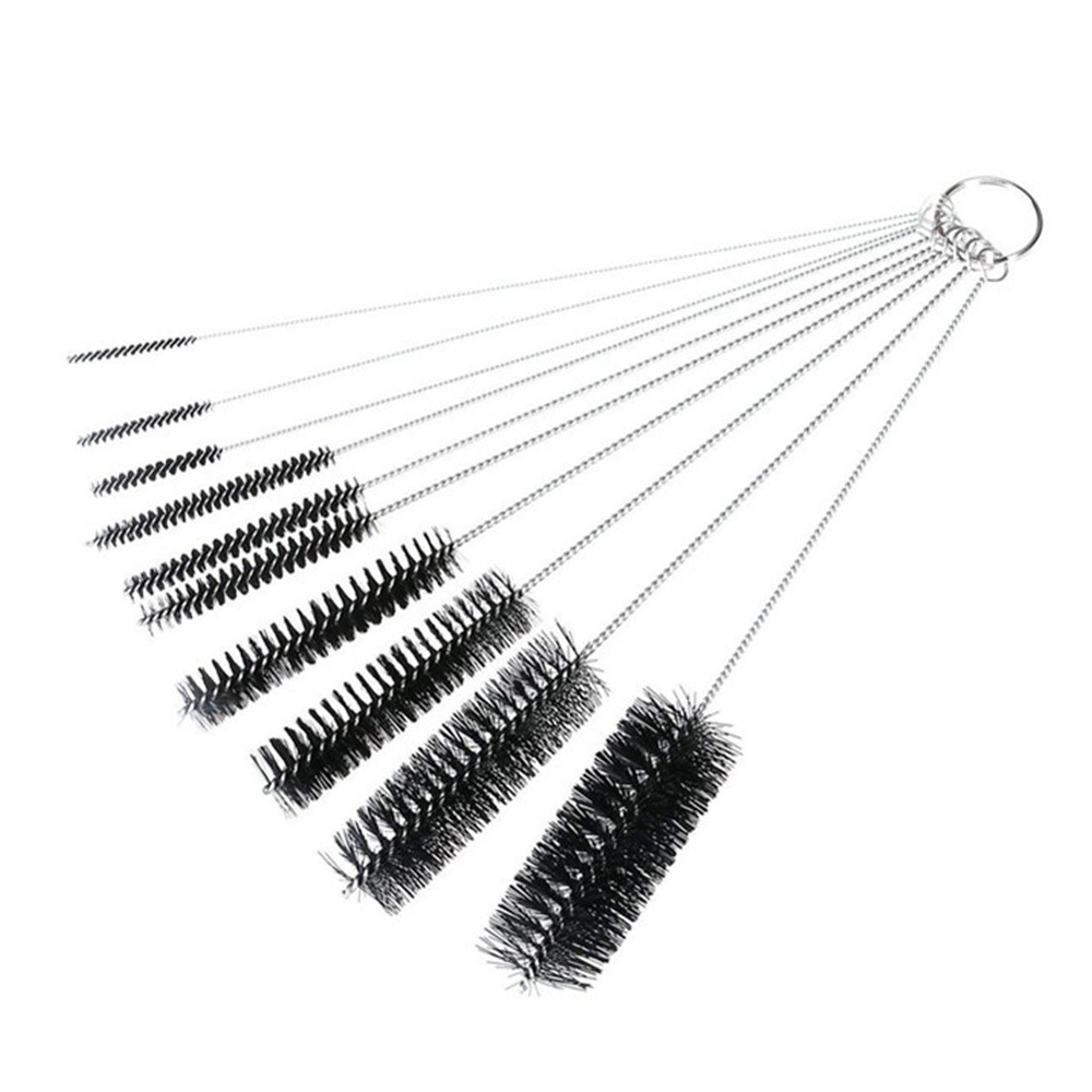 Lab Brush Set of 10 for pipe cleaner, test tube, glassware, bottle, tubing Fluva