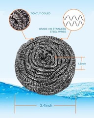 12Pcs Steel Wool Scrubber Pads for Cleaning Dishes, Pans, Pots, Ovens, Grills, S