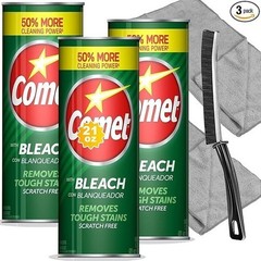 Cleaning Bundle: Comet Powder Cleanser with Bleach, 21 oz Bottles, 3 Pack + 2 Mi