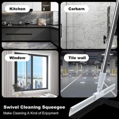 Rubber Squeegee Broom for Floor,62″ Long Handle Window Squeegee, Silicone Pet…