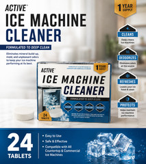 Active – ICE Machine Cleaner – 24 Pack – 12 Month Supply – SEALED