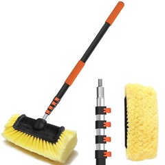 12FT Car Wash Brush – 12″ Soft Bristle Telescoping Pole for Cars RVs Boats