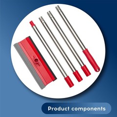 Window Squeegee Cleaner 2in1 Extendable 55 Inch Long Handle Glass Washing Tool