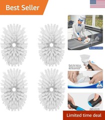 4 Pack Nylon Brush Refills for Soap Dispensing Dish Brush – White & Reliable