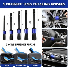 Car Detailing Kit Car Wash Supplies Brush Set Interior Exterior Wheels Cleaning