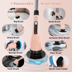 HKFIF Electric Spin Scrubber with 7 Replaceable Brush Heads, 2-Speed Power, E…