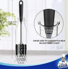 MR.SIGA Black Flexible Long Handle Bottle Brush for Bottles, Mugs, Glass, 2Pack