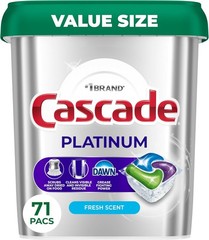 Cascade Platinum Dishwasher Pods Detergent Fresh Scent 71 Count Soap Tub