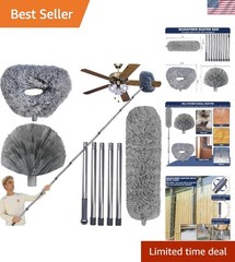 Ergonomic 3-Piece Microfiber Duster Set – High Cobweb and Ceiling Cleaner