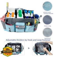FRECOLSH Large Grey-Blue Cleaning Caddy 15″