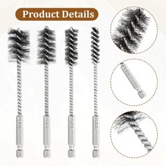 4 Pcs Stainless Steel Wire Brushes for Drill Stainless Steel Bore Brush Set 3…