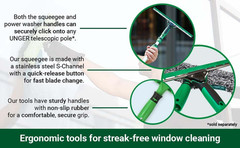 Unger Commercial Window Cleaning Kit – 3-In-1 Starter Set with 14″ Squeegee, Mic