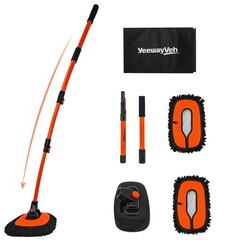 57 Car Wash Brush Mop with Long Handle, 15 Degree Curved Extendable Car Wash Bru