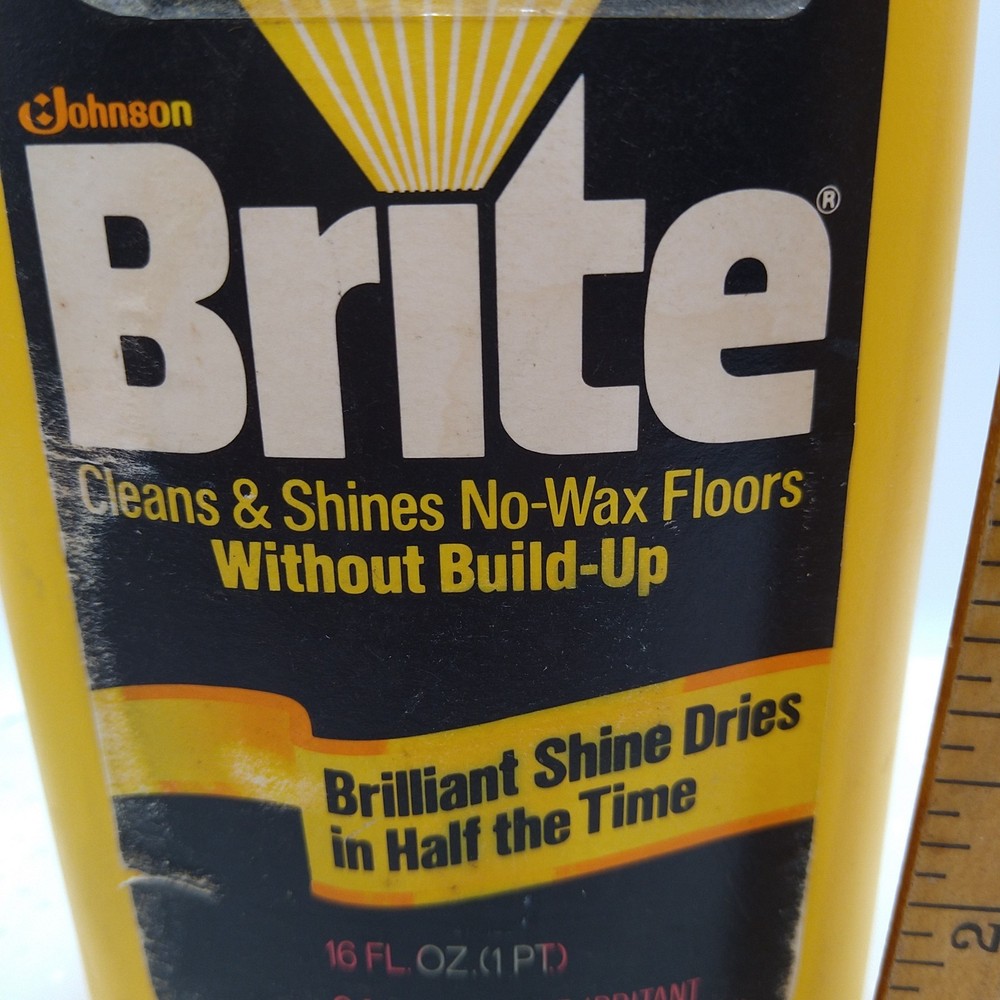VINTAGE BRITE NO WAX FLOOR CLEANER SC JOHNSON 16 OZ 1982 DISCONTINUED 3/4 Full