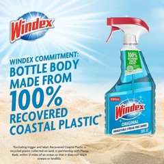 Windex Glass & Window Cleaner Spray Original Blue Scent Bottle ,23oz,Pack of 6