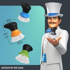 MR.SIGA Dish Scrub Brush, Palm Brush Dish Scrubber with Ergonomic Grip, Kitch…