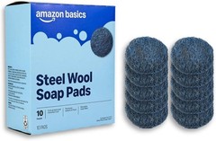 Powerful Steel Wool Soap Pads (10 Count) for Grease & Rust Removal, Reusable