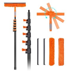 Window Washing Kit with Extension Pole 4.7 to 24FT Long Squeegee for Cleaning