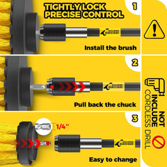 10 Piece Drill Brush Attachment Set Power Scrubber Yellow Extension (64
