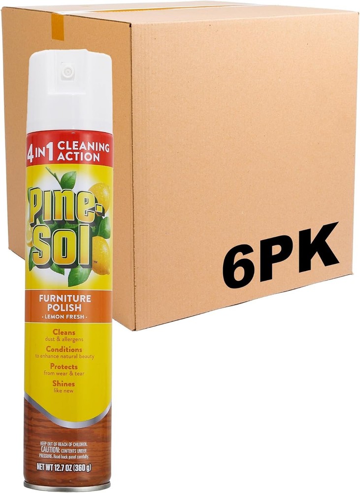 4-in-1 Furniture Polish Aerosol Spray, Lemon Scent, 12.7 Oz, 6-Pk | Restores