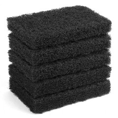 Heavy Duty Nylon Scour Pads Replacement Scrubber, Black 5 Pack 5.5 * 3.15 Inch
