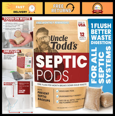 Septic Tank Treatment Pods – 12-Month Supply, Enzyme & Bacteria Formula, Prevent