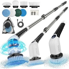 Electric Spin Scrubber ANS-8051A Cordless 8-in-1 Cleaning Brush – White