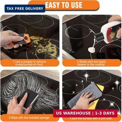 Meuvcol Glass Stove Top Cleaner Kit, 12 Oz Glass Cooktop Cleaner Non-Abrasive, S