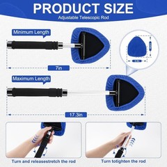 Windshield Cleaning Tool,Car Window Glass Wiper Cleaner,4/8XBrush Pad Extendable