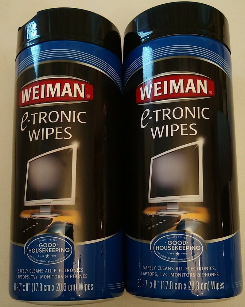 Weiman E-Tronic Cleaning/Detergent Wipes, lot of 2 = 30 Wipes/Canister free ship