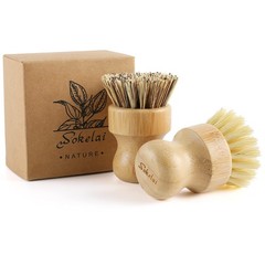 Bamboo Dish Scrub Brushes Set for Kitchen – Wooden Cleaning Scrubbers Brushes…