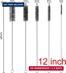 Straw Cleaner Brush Extra Long 12 inch, 10 PCS Straw Cleaner Brush Bristles Diam