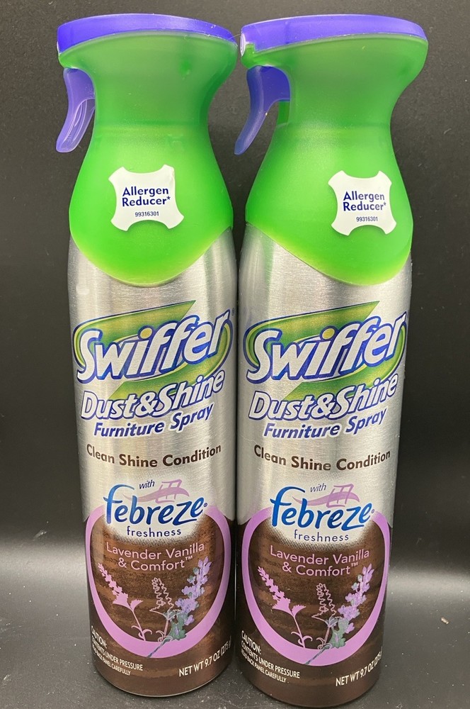 Swiffer Dust & Shine FURNITURE Spray Febreze Lavender Vanilla Lot of 2 Used/New