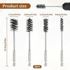 4 Pcs Stainless Steel Wire Brushes for Drill Stainless Steel Bore Brush Set 3…