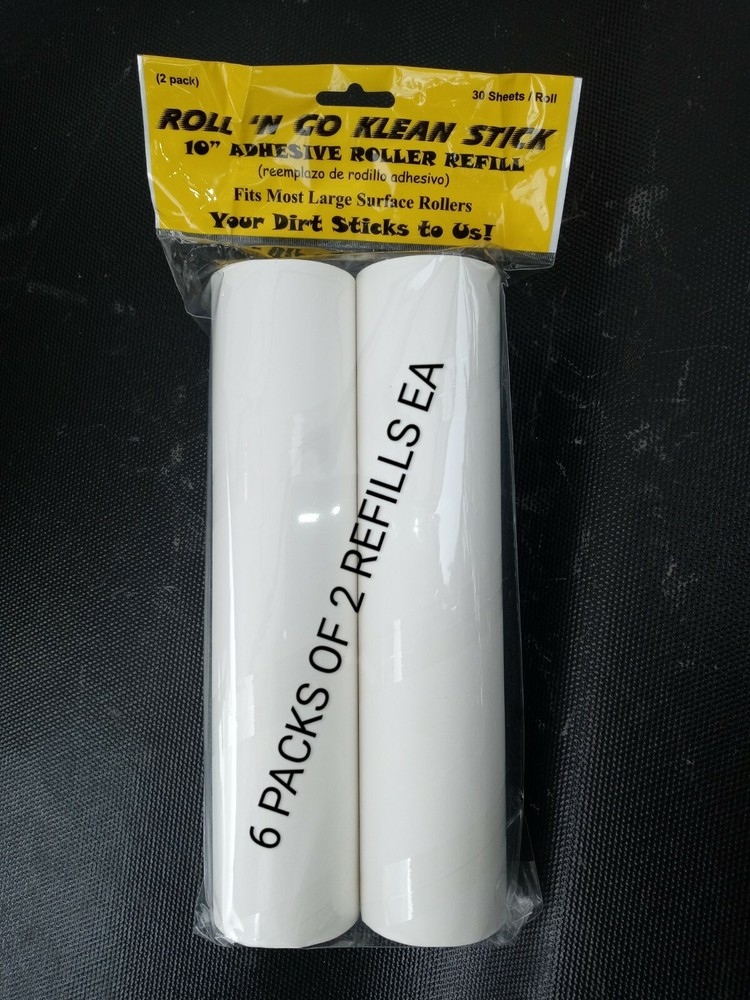 6 packs of 2 Roll N Go Adhesive Replacement Rollers 10″ 530181 Free shipping New