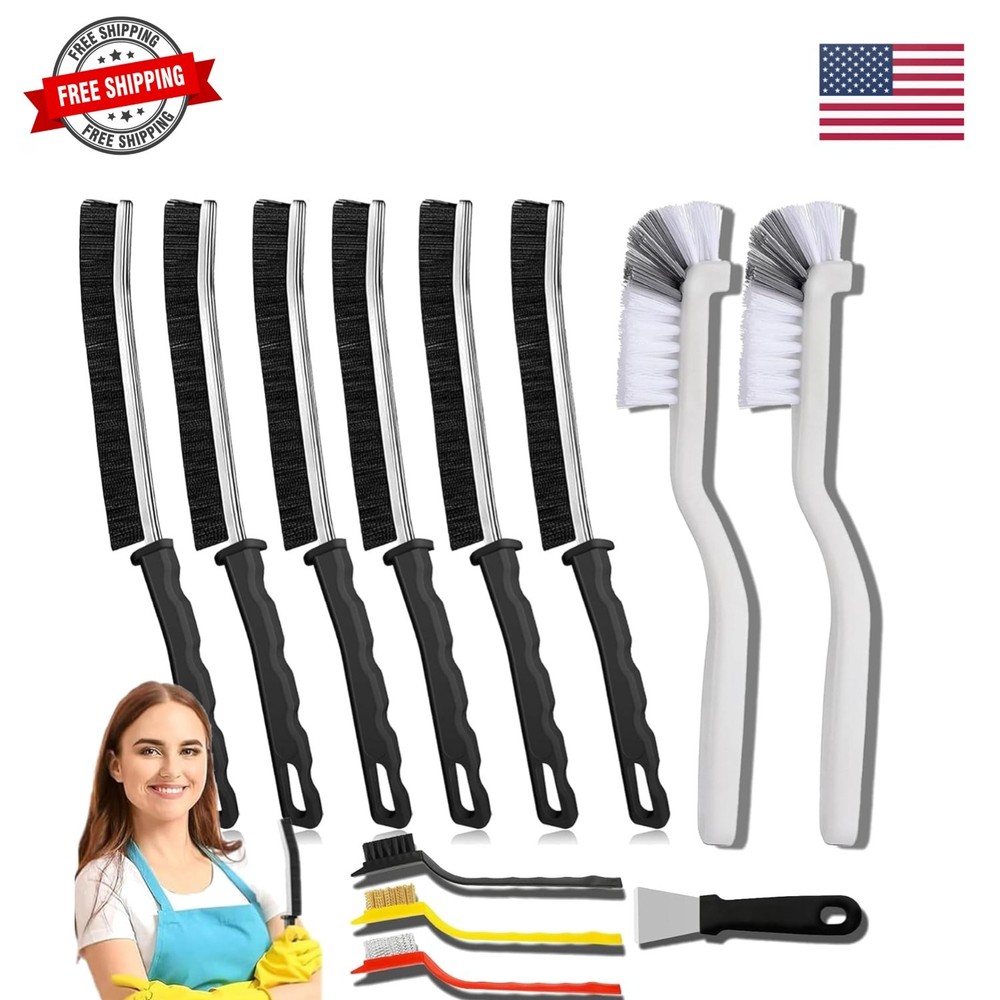 Crevice Cleaning Brush 12-Pack – Heavy Duty Hard Bristle Gap Brush for Deep C…