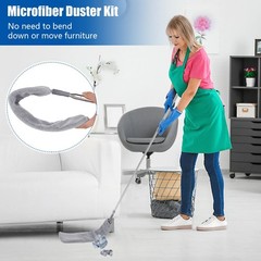 9 Piece Microfiber Duster Kit Extendable Pole Up To 100 Inch For Home And Car